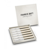 Coffret de 6 couteaux a steak navette 6.16 manche creme