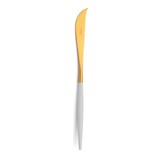 Couteau a fromage Goa en acier inoxydable brosse Gold & manche blanc