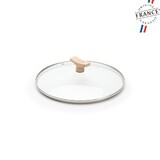 Couvercle en verre bouton bois o 24 cm pour Collection acier mineral B Bois