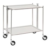 Desserte Cuisine Textable 2 plateaux, montants chromes, Acrylique Lin Blanc