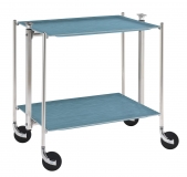Table roulante pliante, desserte de cuisine 2 etages montants chromes plateaux a
