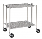 Desserte roulante et pliante 2 etages montants chromes plateaux acryliques gris