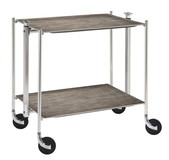 Desserte roulante et pliante 2 etages montants chromes plateaux stratifies tweed