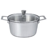 Faitout 24 cm avec couv. Verre bombe Cristel 1826