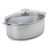 Faitout ovale 30 cm inox Mutine induction amovible avec grille & couvercle en ve