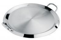 Grill Plancha rond a poignees Inox 34 cm