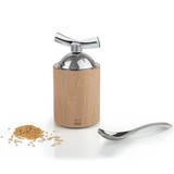 Moulin a graines de lin & de sesame en bois de hetre naturel & inox avec sa cuillere doseuse de 5 grammes