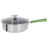 Sauteuse 24 Cm Mutine Fixe Exceliss - Poignee Bakelite Vert Tilleul + Couv. Ver