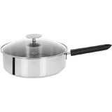 SAUTEUSE 26 CM MUTINE 2 FIXE - POIGNEE BAKELITE NOIRE + COUV. VERRE