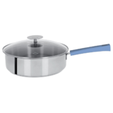 Sauteuse 26 Cm Mutine Fixe Exceliss - Poignee Bakelite Lavande + Couv. Verre