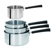 Coffret de 4 Casseroles 14 a 20 cm Poignee Noire Inox Mutine Fixe