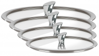 Coffret de 4 Couvercles Plats en Verre 14 a 20 cm Inox Casteline Fixe