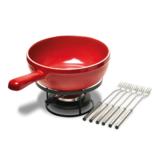 Service a fondue en ceramique O 24 cm Rouge Grand Cru