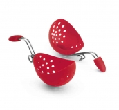 Set de 2 pocheuses a ufs en silicone rouge avec crochet inox 'accroche facile'
