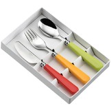 Set de 3 couverts pour enfant couteau orange/fourchette tournesol/cuillere anis