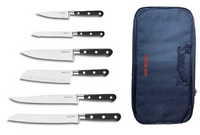 Set de 6 couteaux forges noirs rivets inox avec mallette de 6 places