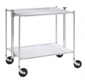 Table roulante pliante, desserte de cuisine 2 etages montants chromes plateaux stratifies Blanc - Textable