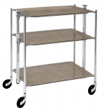 Desserte de cuisine Textable chrome 3 plateaux beige Lin