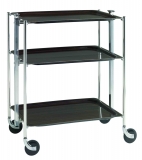 Table roulante pliante, desserte de cuisine 3 etages montants chromes plateaux s