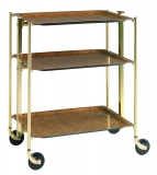 Table roulante pliante, desserte de cuisine 3 etages montants dores plateaux str