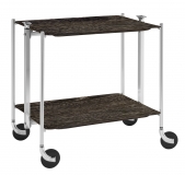Desserte roulante et pliante 2 etages montants chromes plateaux stratifies  Chen