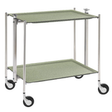 Table roulante pliante, desserte de cuisine 2 etages montants chromes plateaux stratifies Secret - Vert Clair - Textable