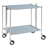 Table roulante pliante, desserte de cuisine 2 etages montants chromes plateaux stratifies Secret - Bleu Clair - Textable