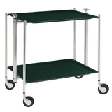 Table roulante pliante, desserte de cuisine 2 etages montants chromes plateaux stratifies Secret - Emeraude - Textable