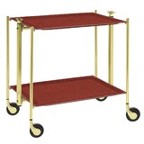Table roulante pliante, desserte de cuisine 2 etages montants dores plateaux stratifies Lin - Bourgogne- Textable