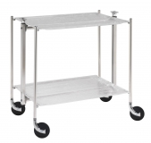 Desserte roulante et pliante 2 etages montants chromes plateaux acryliques givre