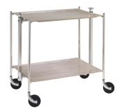Desserte roulante et pliante 2 etages montants chromes plateaux acrylique Ecru