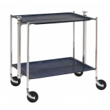 Desserte de cuisine Textable chrome 2 plateaux Bleu Marine