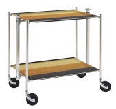Table roulante pliante Textable dore 2 plateaux raye Pronto Jaune