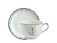 Tasse & soucoupe jumbo J FILET BLEU MONOGRAMME