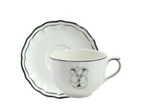 Tasse & soucoupe jumbo Y FILET BLEU MONOGRAMME