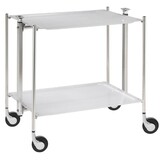 Table roulante pliante, desserte de cuisine 2 etages montants chromes plateaux a