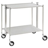 Table roulante pliante, desserte de cuisine 2 etages montants chromes plateaux a