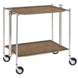 Table roulante pliante, desserte de cuisine 2 etages montants chromes plateaux s