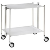 Table roulante pliante, desserte de cuisine 2 etages montants dores plateaux acr