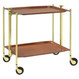 Table roulante pliante, desserte de cuisine 2 etages montants dores plateaux str