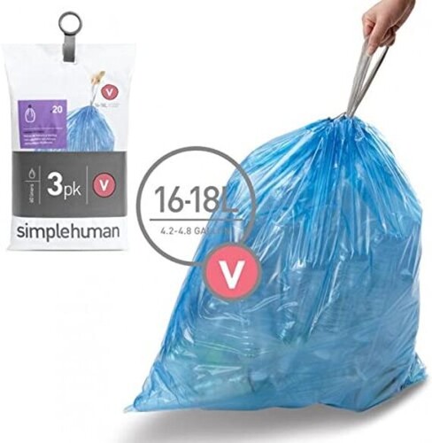 3 Paquets de 20 Sacs Poubelle 16-18L, BLEU (Modèle V),60 sacs