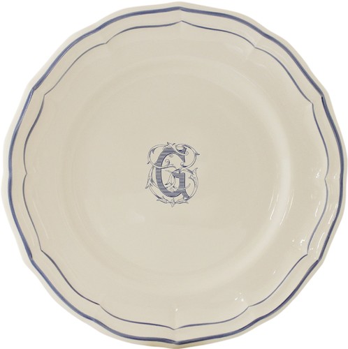 Assiette Canapé Filet bleu monogramme G