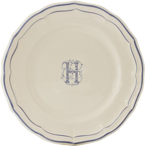 Assiette Canapé Filet bleu monogramme H