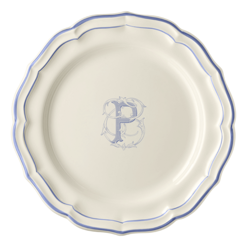 Assiette Dessert 23.2 cm P FILET BLEU MONOGRAMME