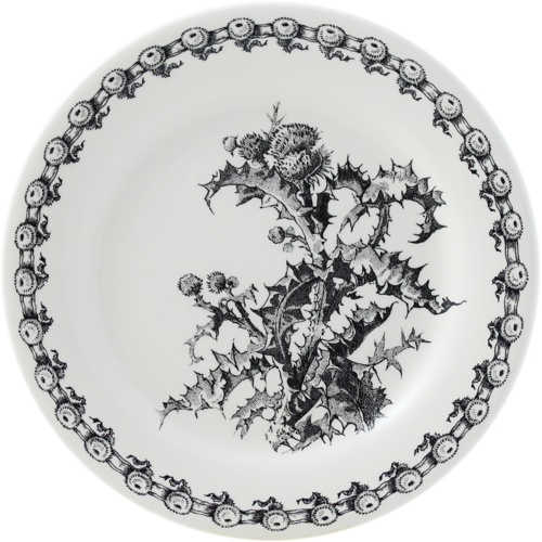 Assiette Mignardises Chardon Fleurs Noires