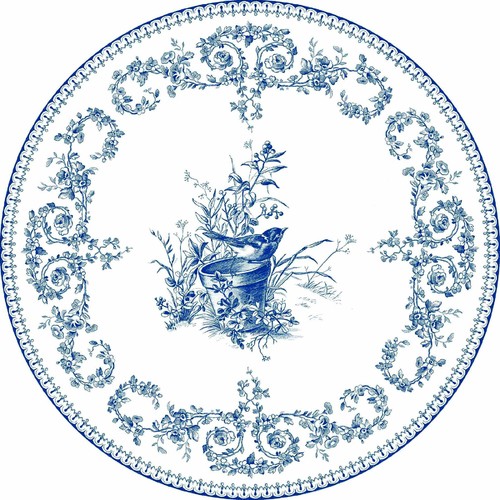 Assiette Mignardises Oiseau Dépareillées Bleu