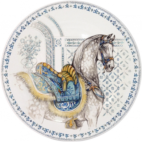 Assiettes dessert cheval bleu Chevaux du soleil