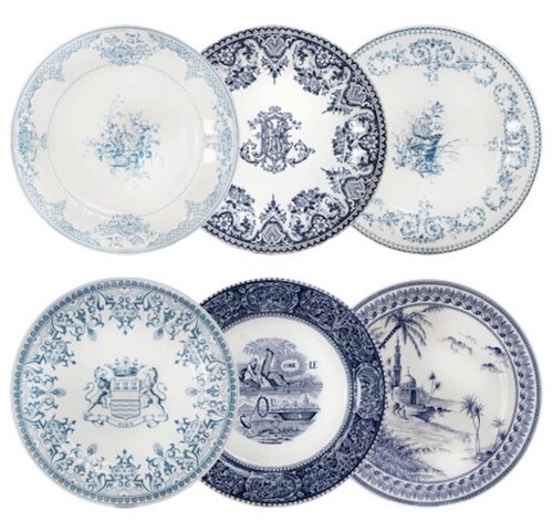 Assiettes plates extra assortiies LES DEPAREILLEES BLEU