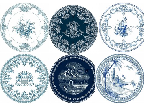 Assiettes plates extra Blason LES DEPAREILLEES BLEU