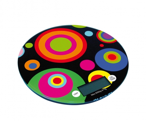 Balance &eacute;lectronique ronde pop fond noir